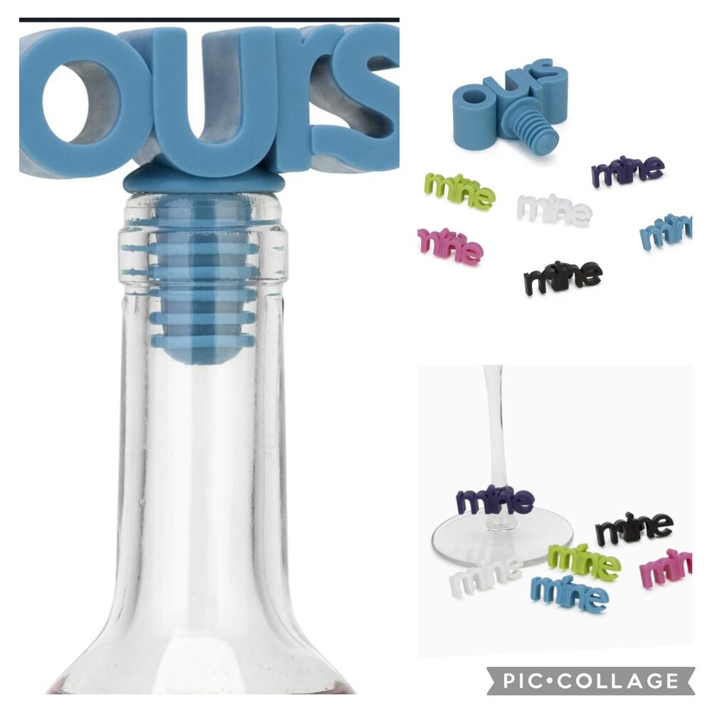 NEW Umbra Ours & Mine Wine Charms and Stopper  wine bottle stopper wine charms